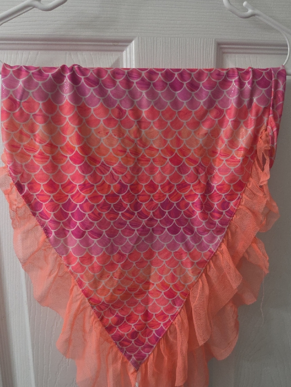 Mermaid Scale Swimsuit Bottom Cover- Pink & Coral Ruffle Accent